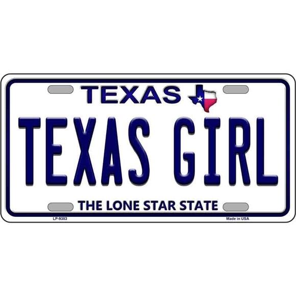 Texas Girl License Plate Sign Wall Art Sign Metal New Retro Auto Lone Star - Picture 1 of 3